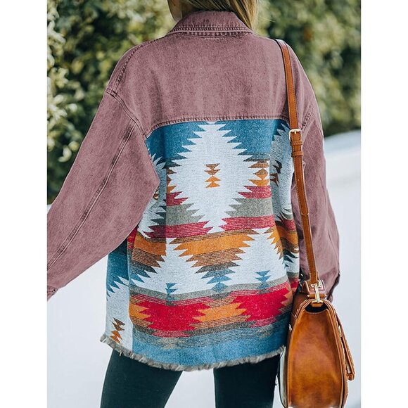 Womens Vintage Lumister Denim Jacket Distressed Vintage Button Down Shacket - Picture 3 of 4